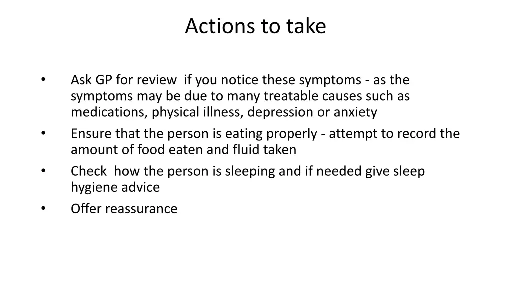 actions to take