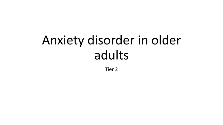 anxiety disorder in older adults