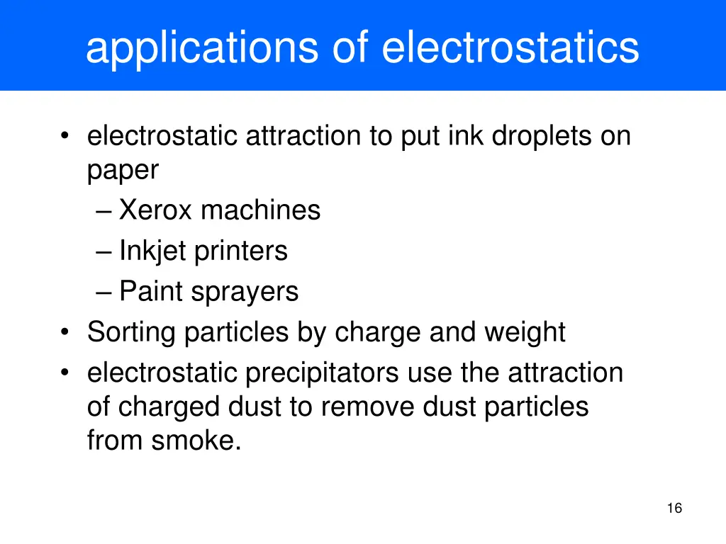 applications of electrostatics
