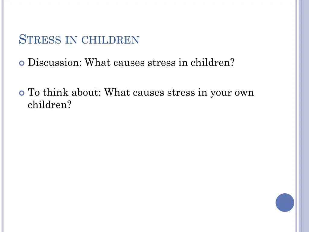s tress in children