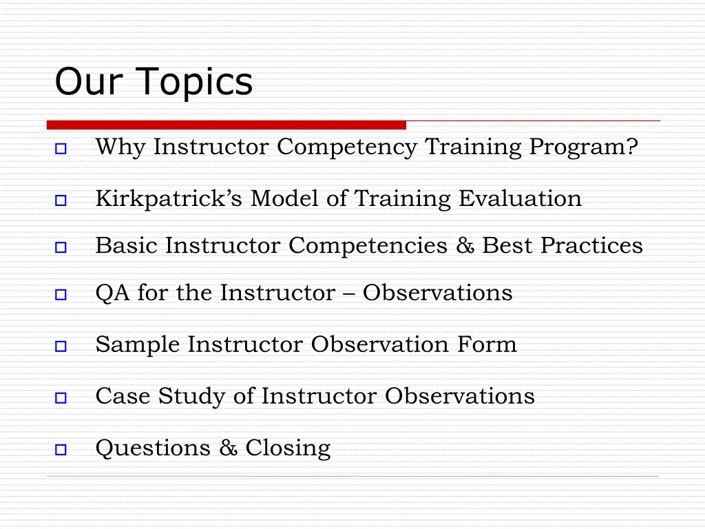 our topics