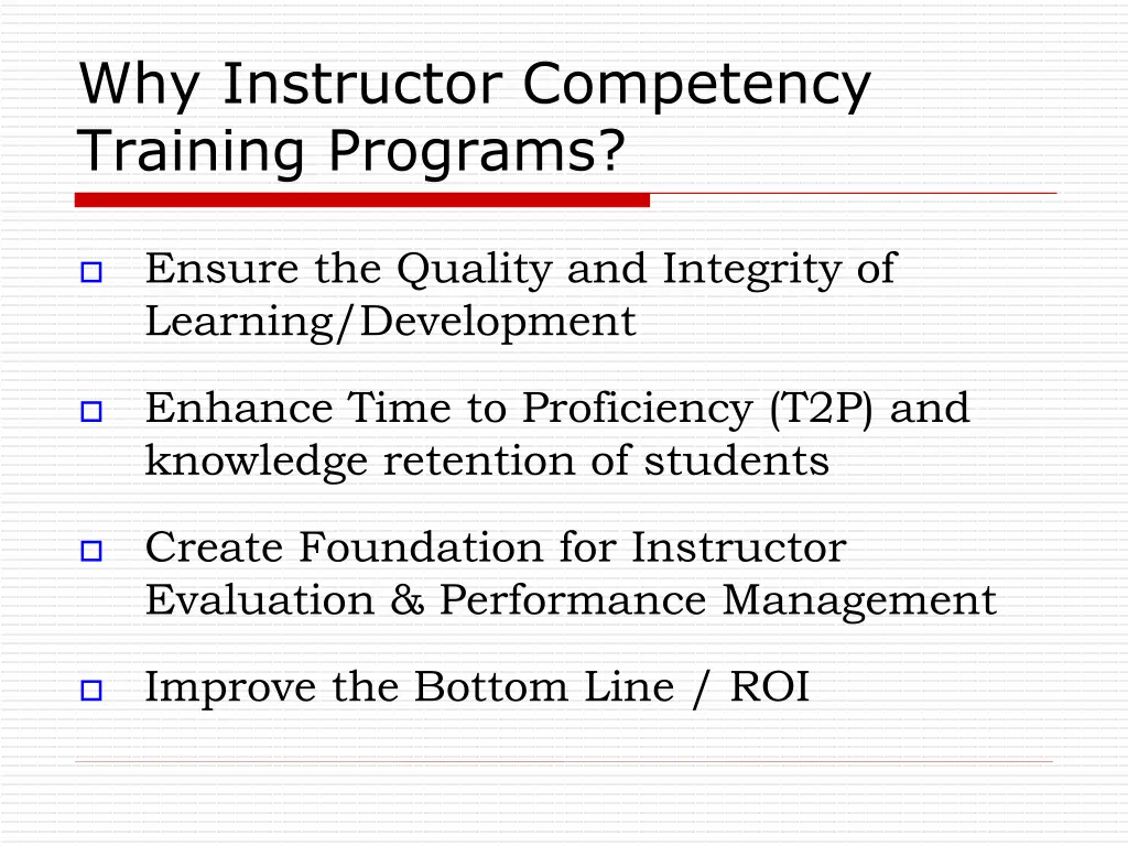 why instructor competency training programs