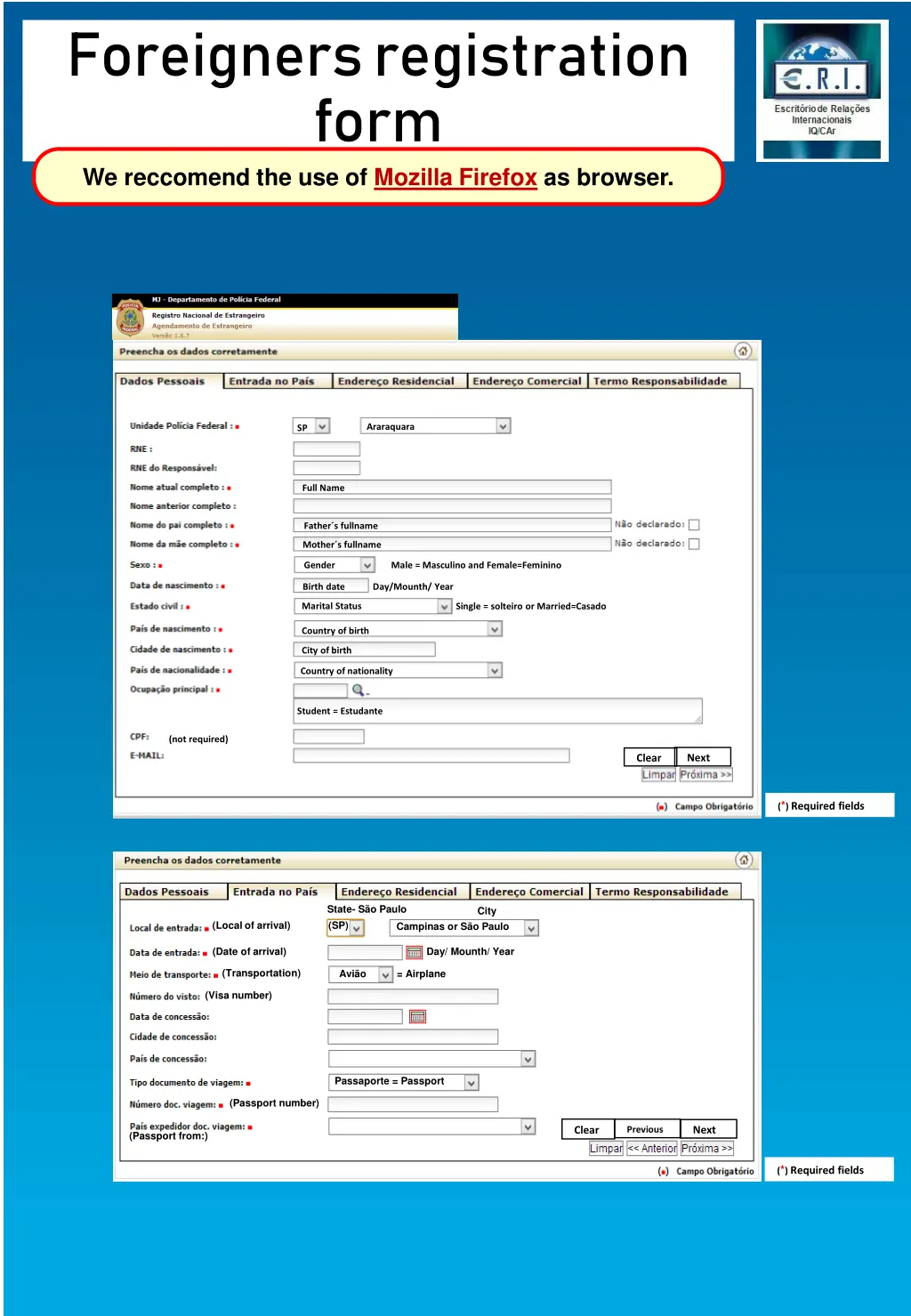 foreigners registration form we reccomend 1