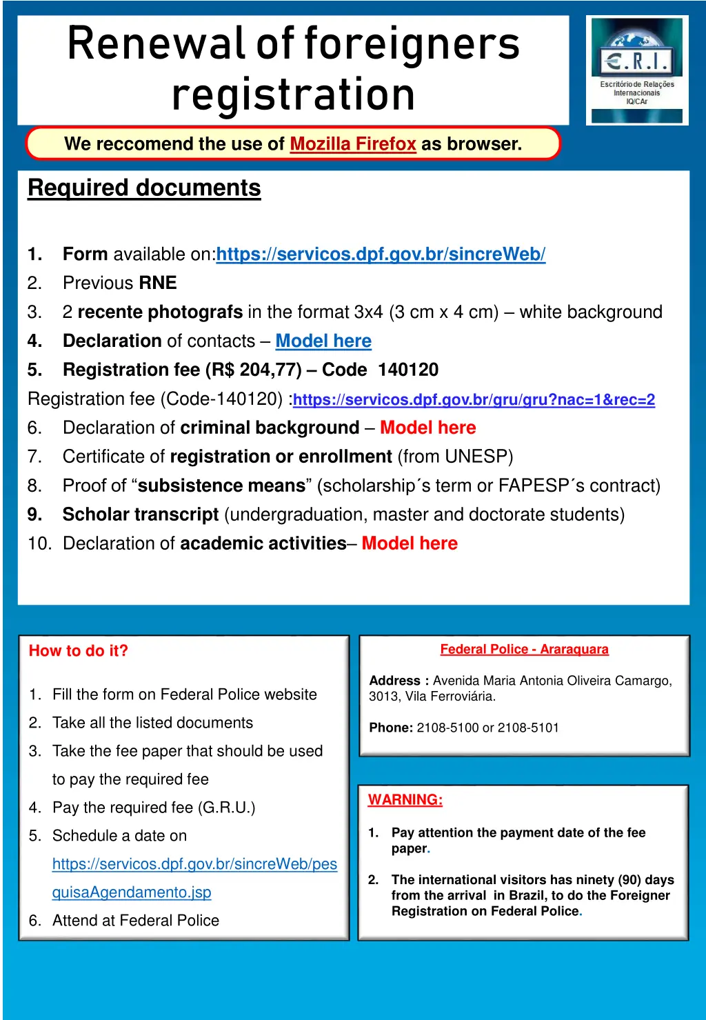 renewal of foreigners registration