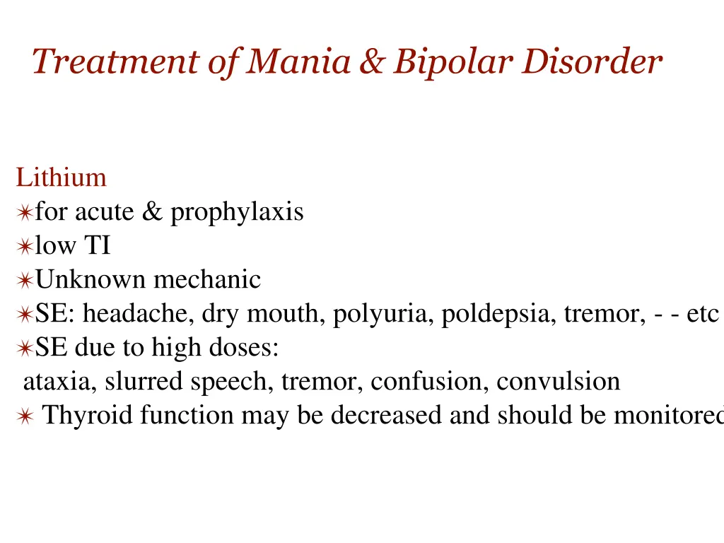 treatment of mania bipolar disorder