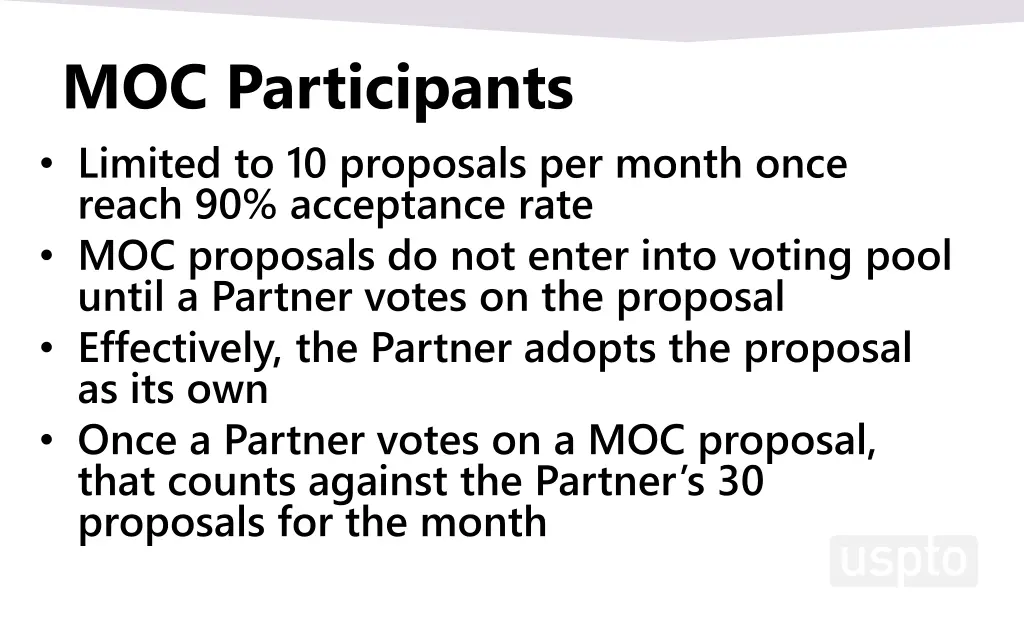 moc participants limited to 10 proposals