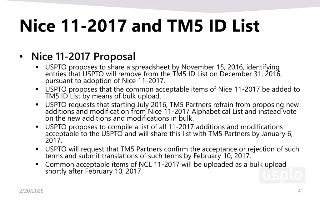 nice 11 2017 and tm5 id list