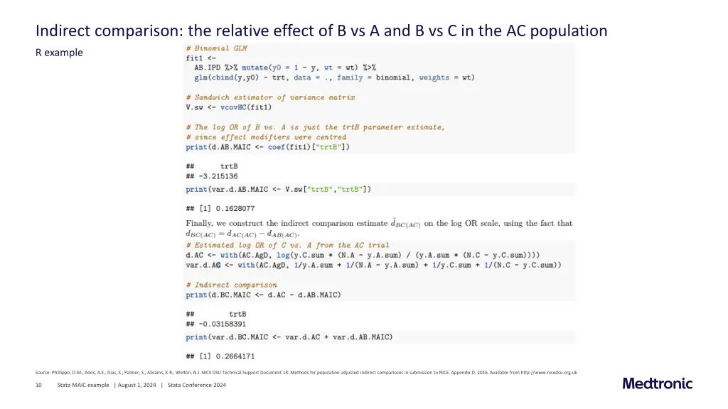 indirect comparison the relative effect