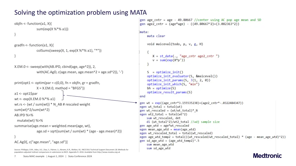 solving the optimization problem using mata