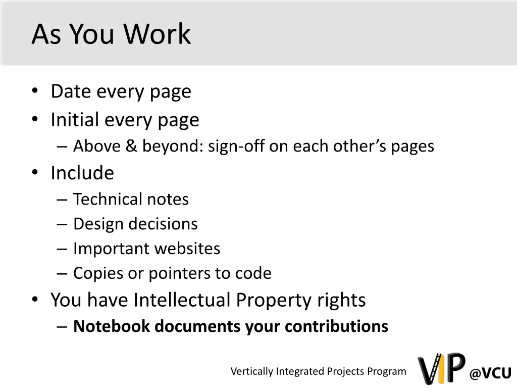 as you work