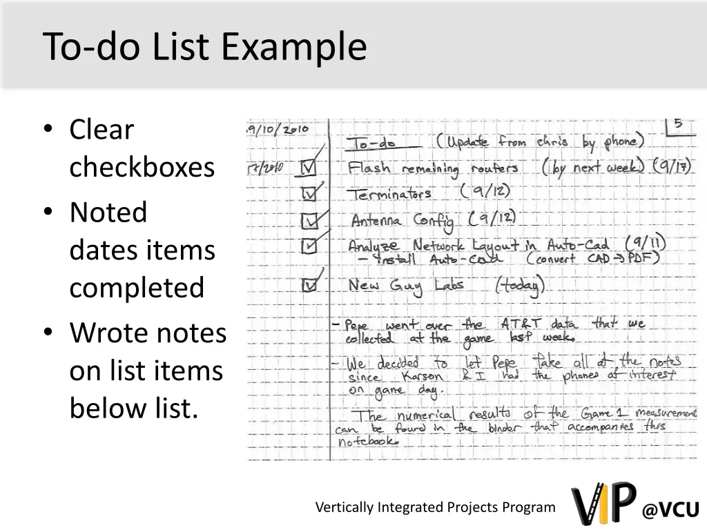 to do list example