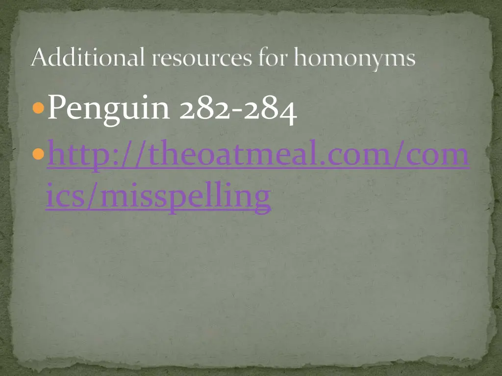 additional resources for homonyms