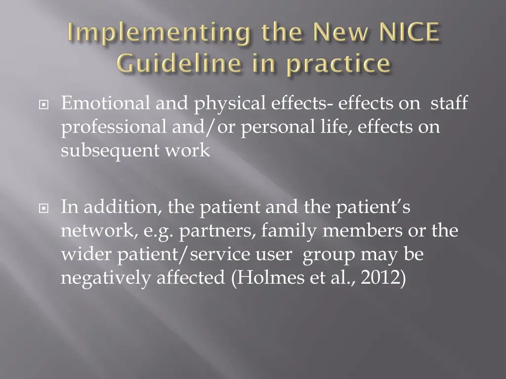emotional and physical effects effects on staff