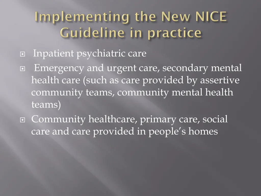 inpatient psychiatric care emergency and urgent