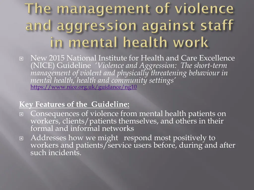 new 2015 national institute for health and care