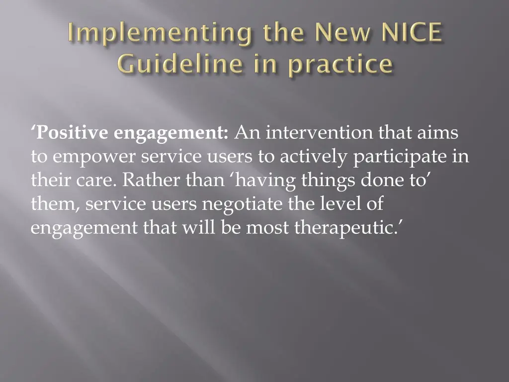 positive engagement an intervention that aims