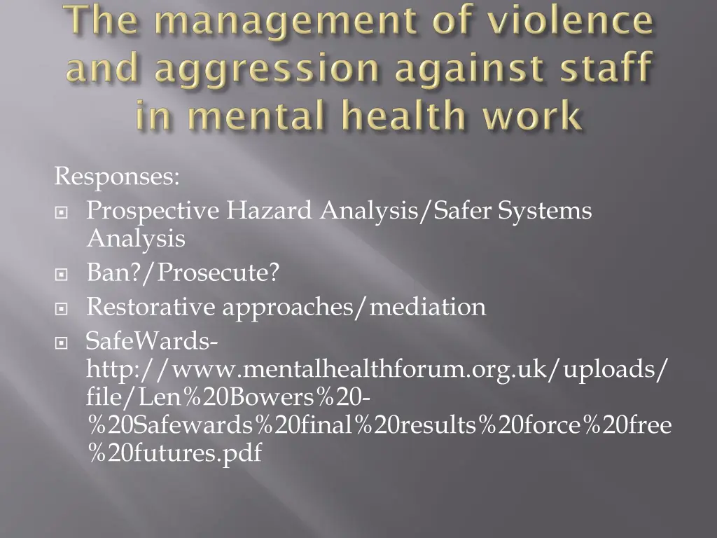 responses prospective hazard analysis safer