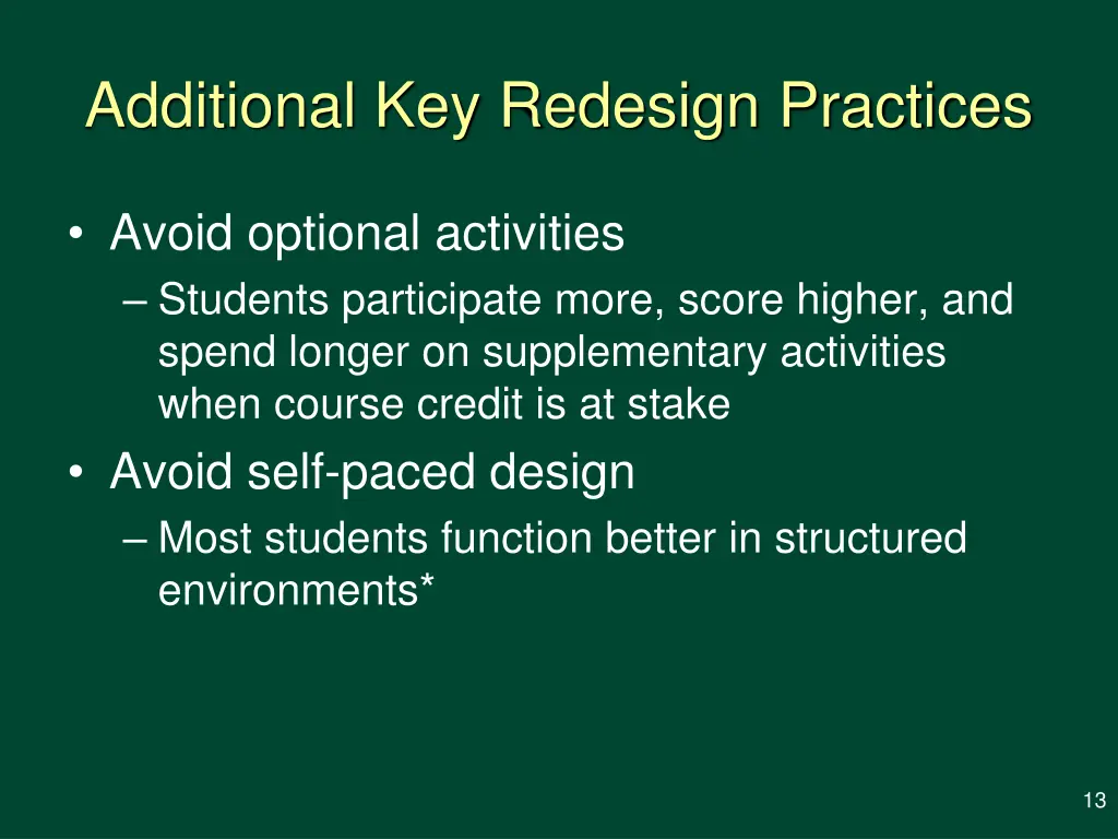 additional key redesign practices