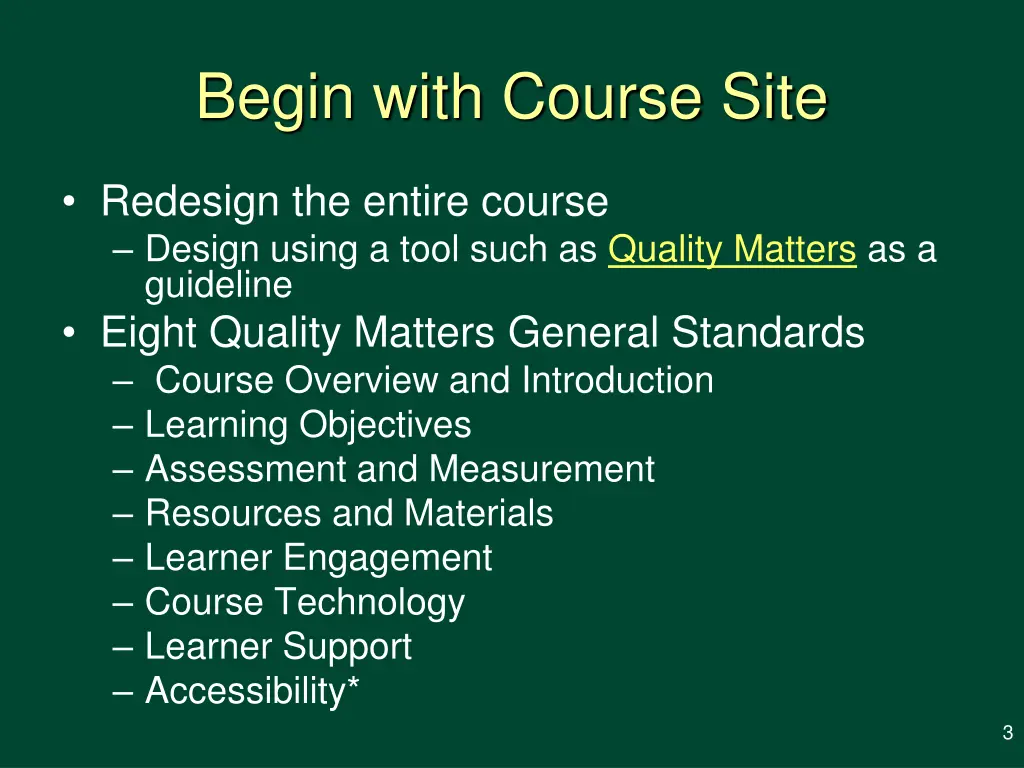 begin with course site
