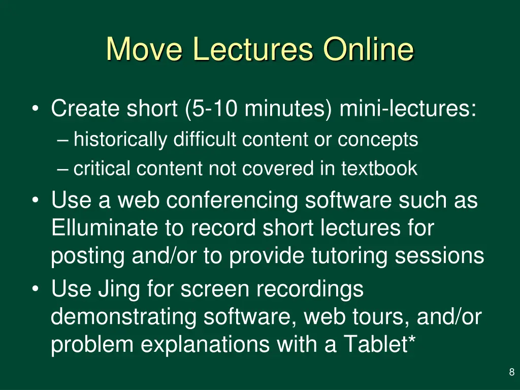 move lectures online