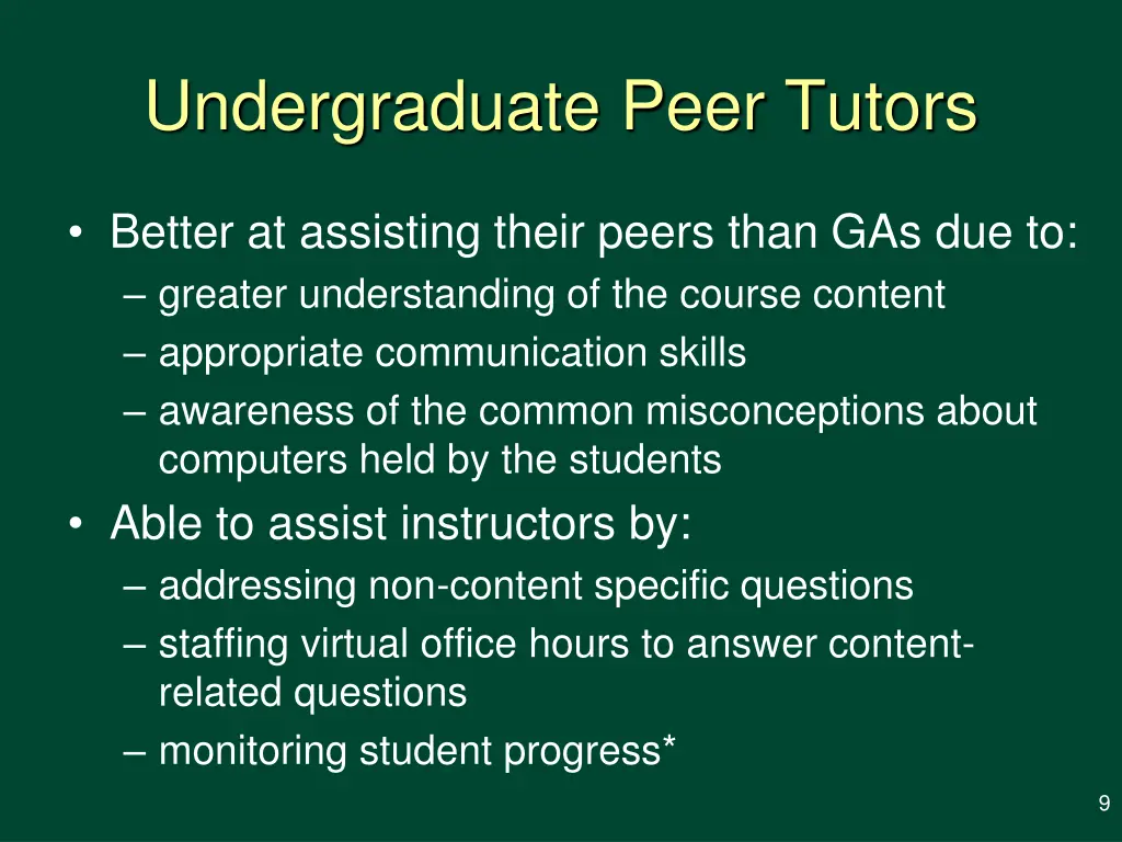 undergraduate peer tutors