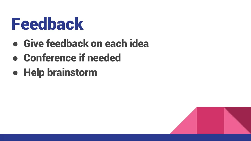 feedback give feedback on each idea conference