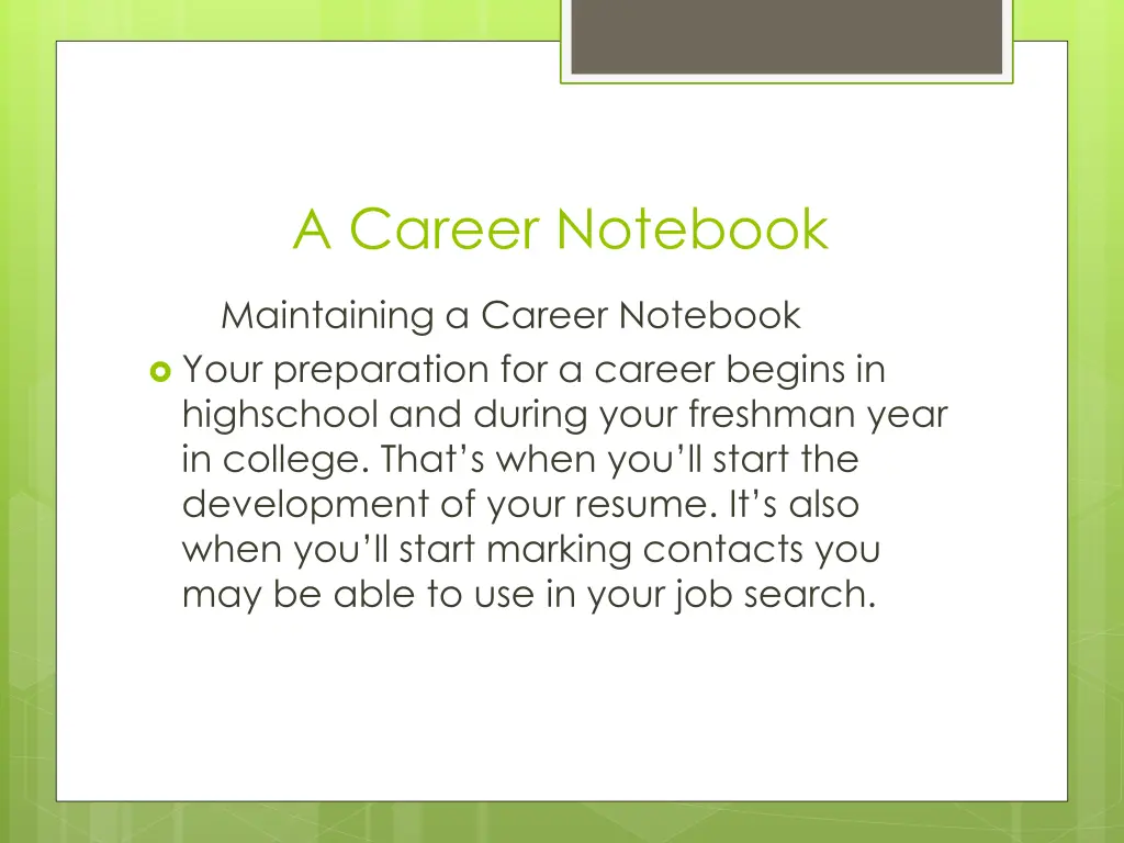 a career notebook