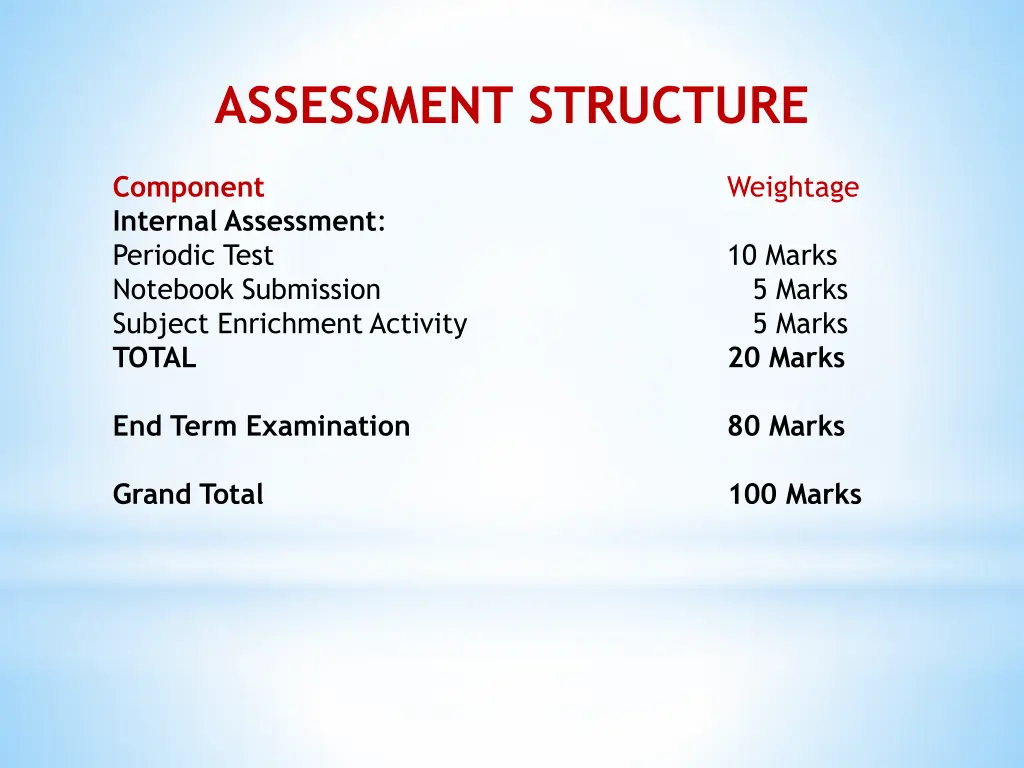 assessment structure