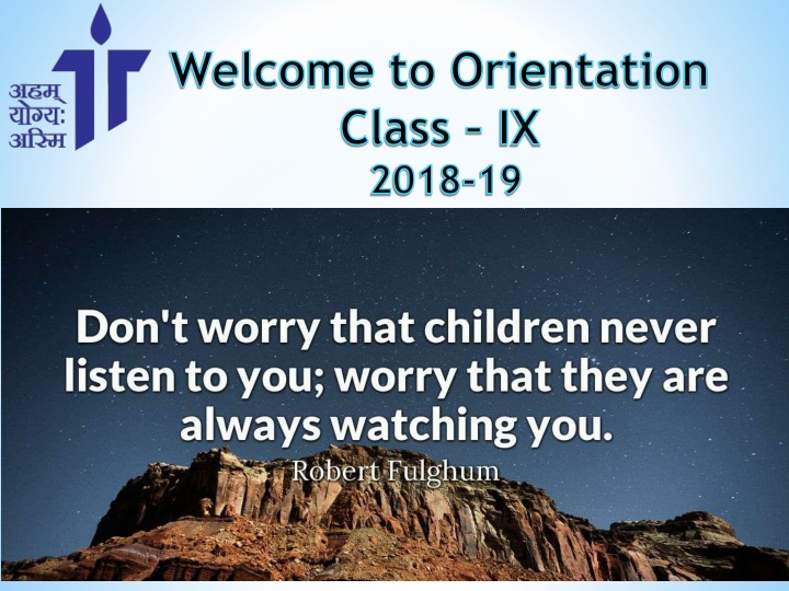 welcome to orientation class ix 2018 19