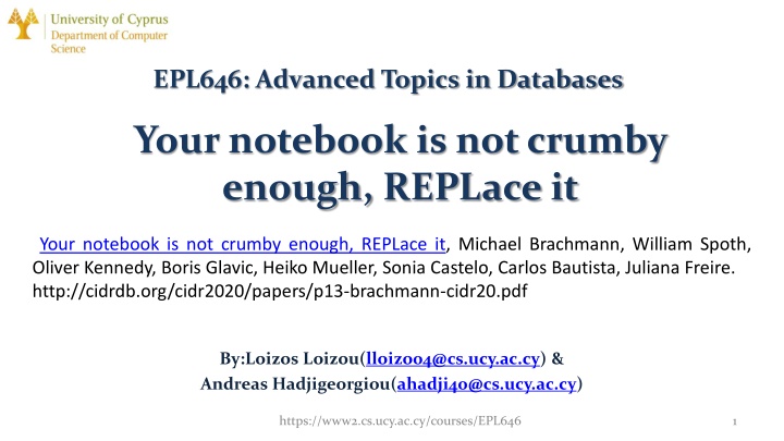 epl646 advanced topics in databases