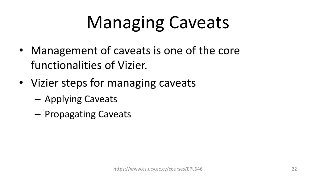 managing caveats