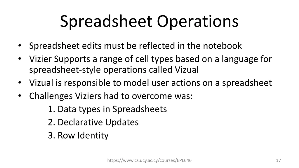 spreadsheet operations