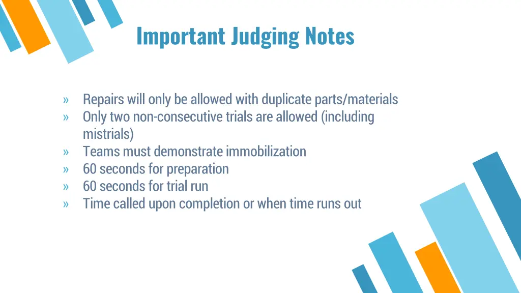 important judging notes