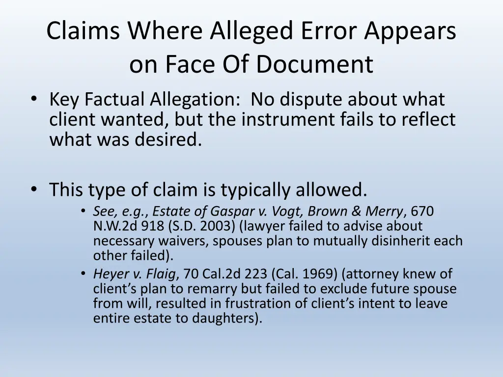 claims where alleged error appears on face