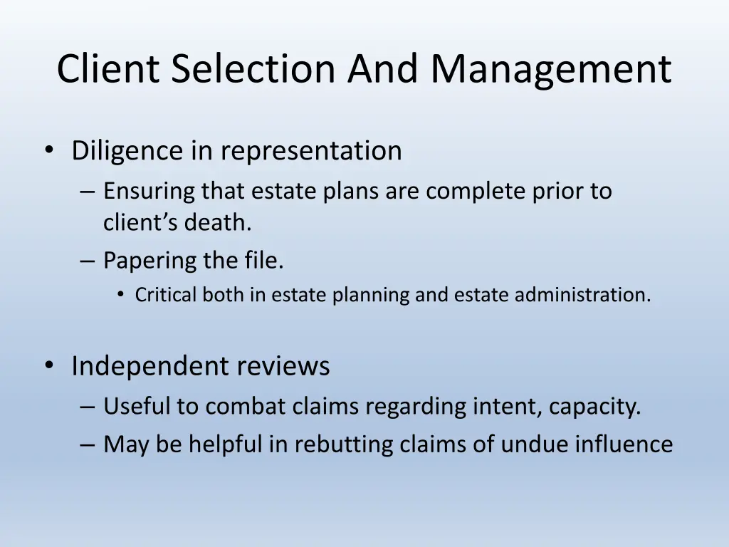 client selection and management 3