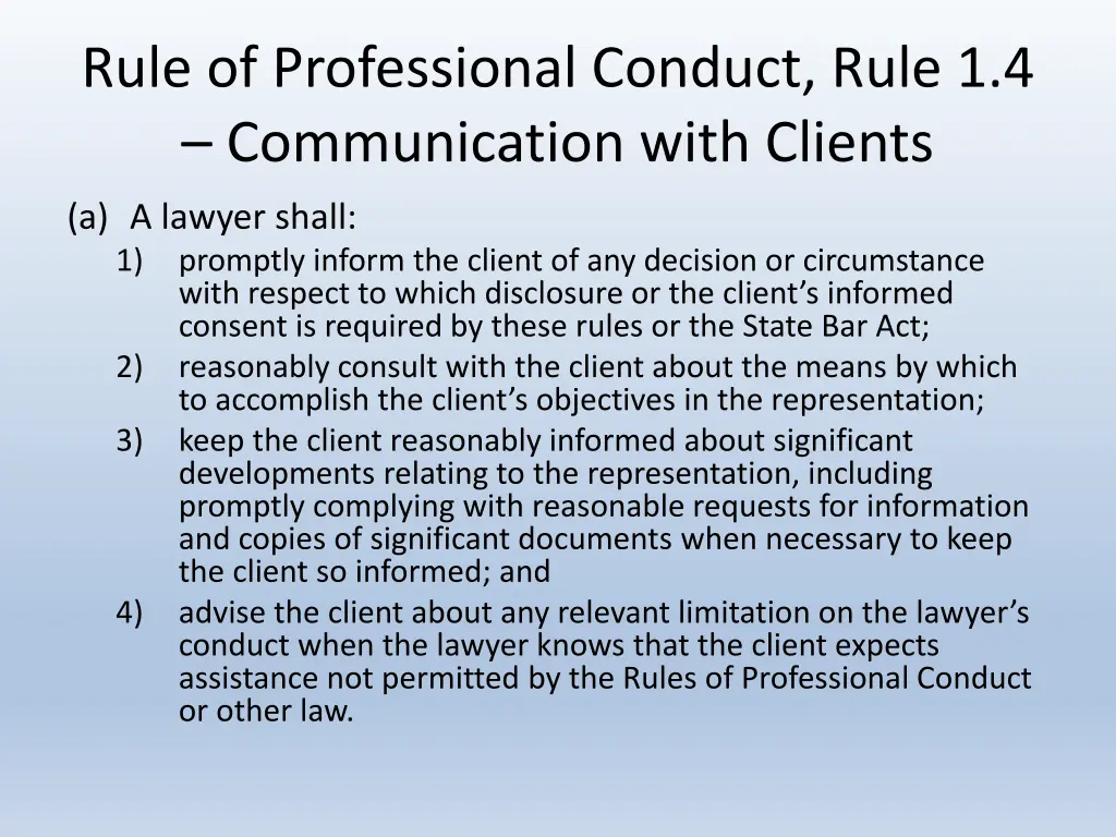 rule of professional conduct rule