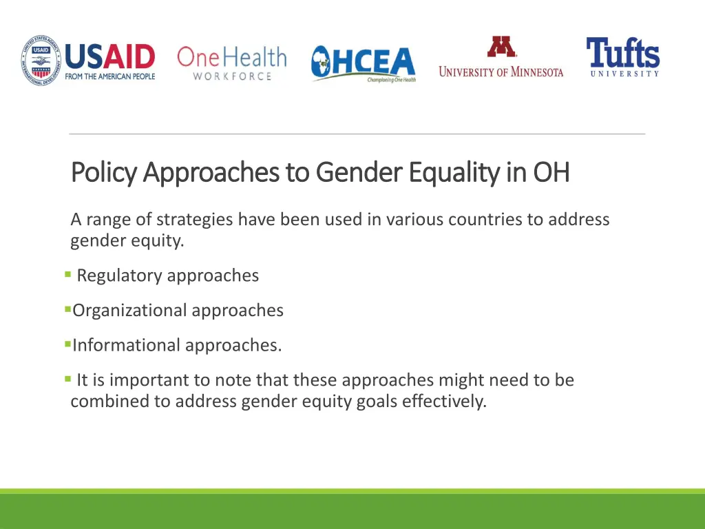 policy approaches to gender equality in oh policy