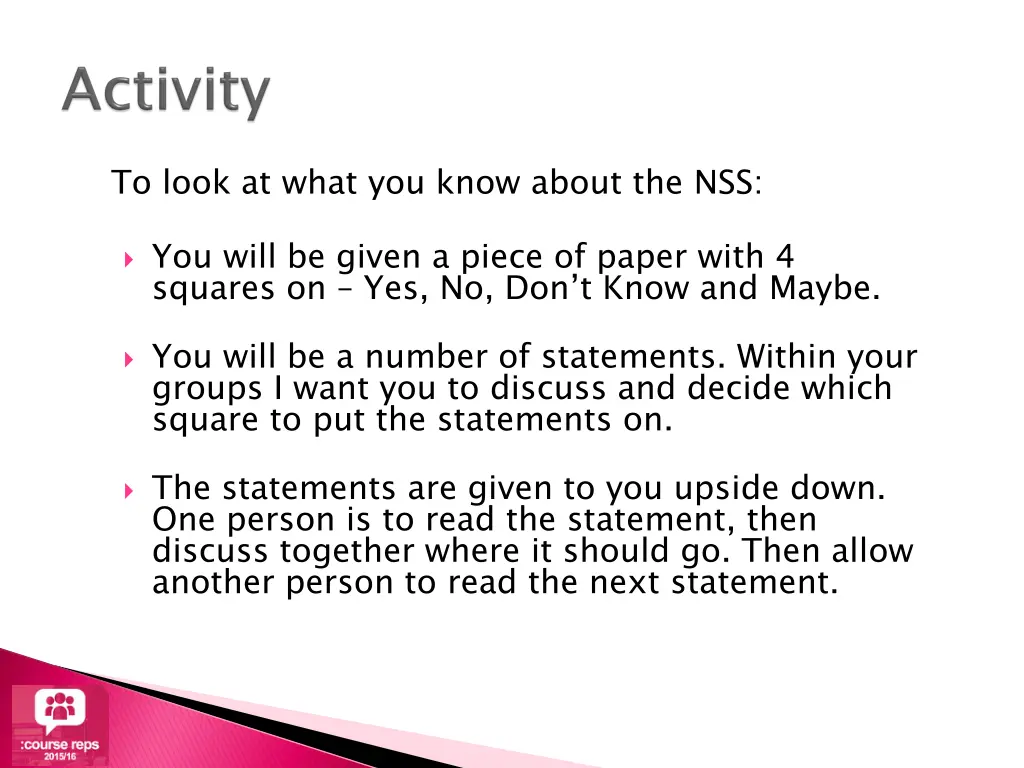 to look at what you know about the nss