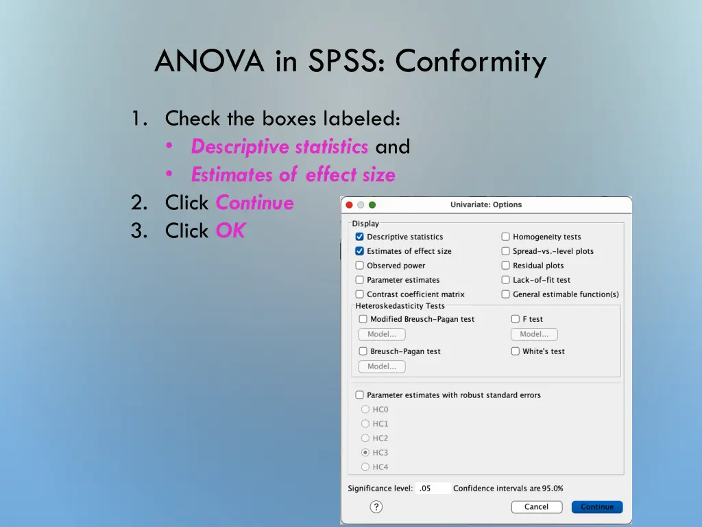 anova in spss conformity 2