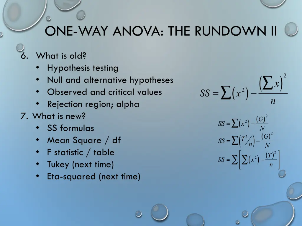 one way anova the rundown ii