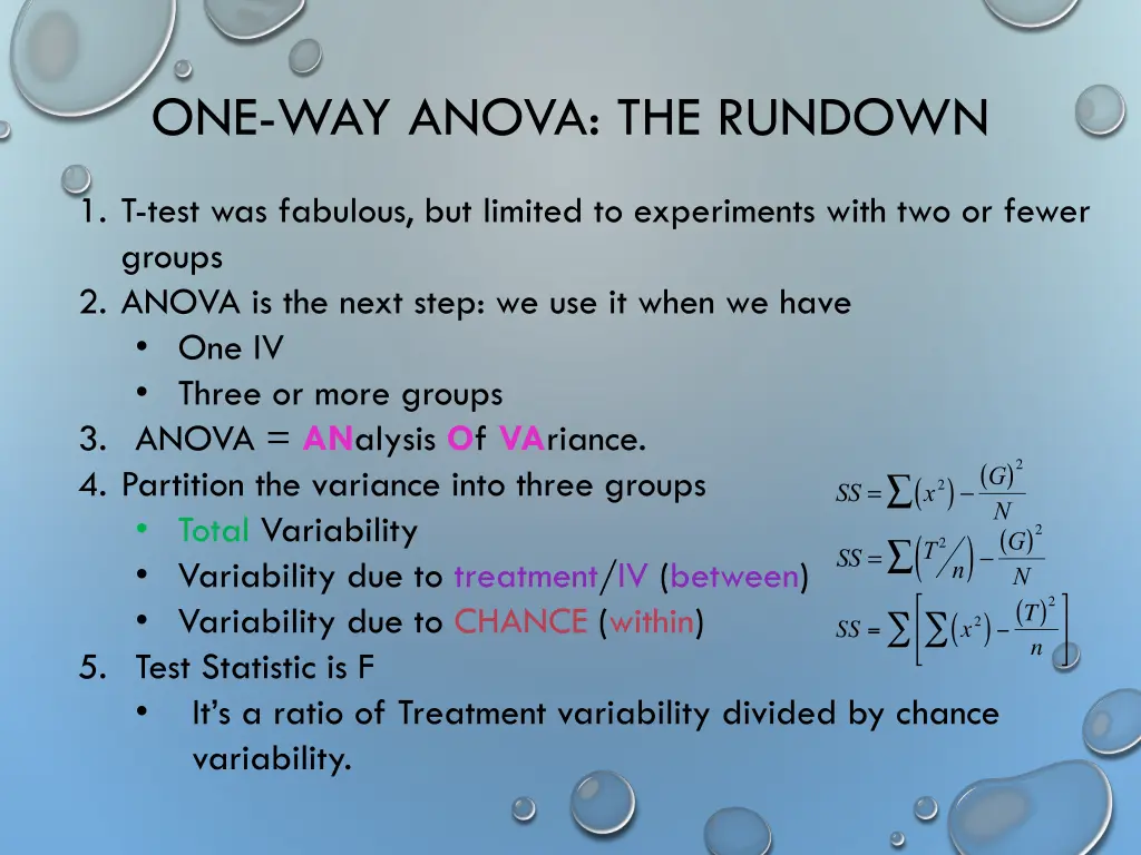 one way anova the rundown