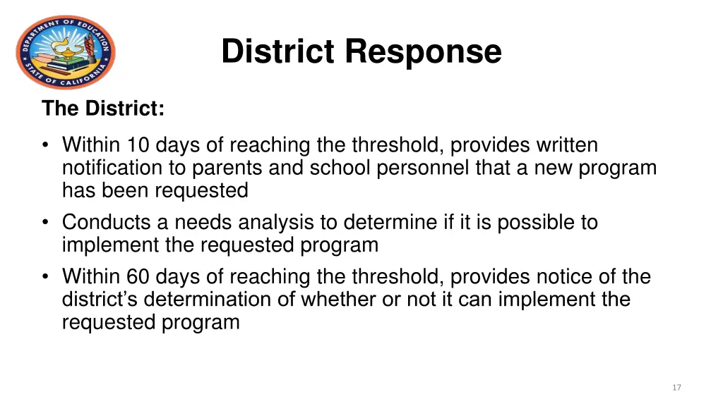 district response