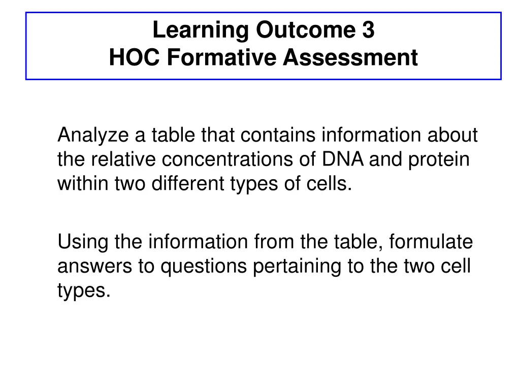 learning outcome 3 hoc formative assessment