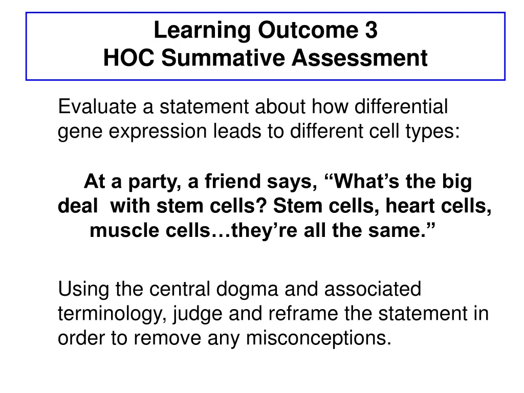 learning outcome 3 hoc summative assessment