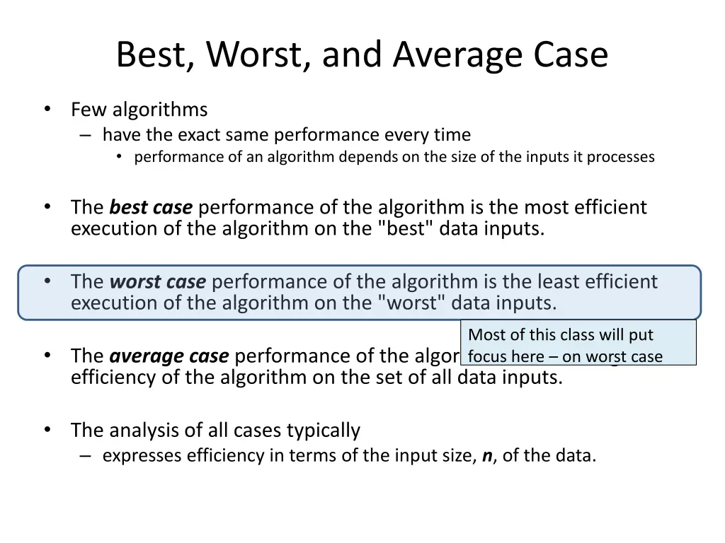 best worst and average case
