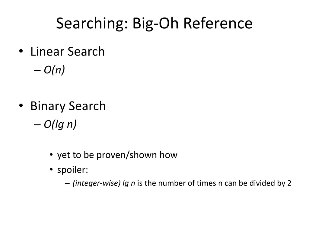 searching big oh reference