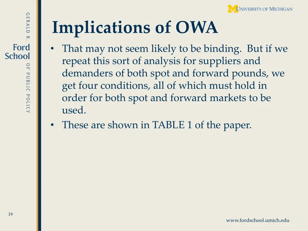 implications of owa that may not seem likely