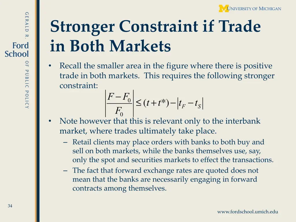 stronger constraint if trade in both markets