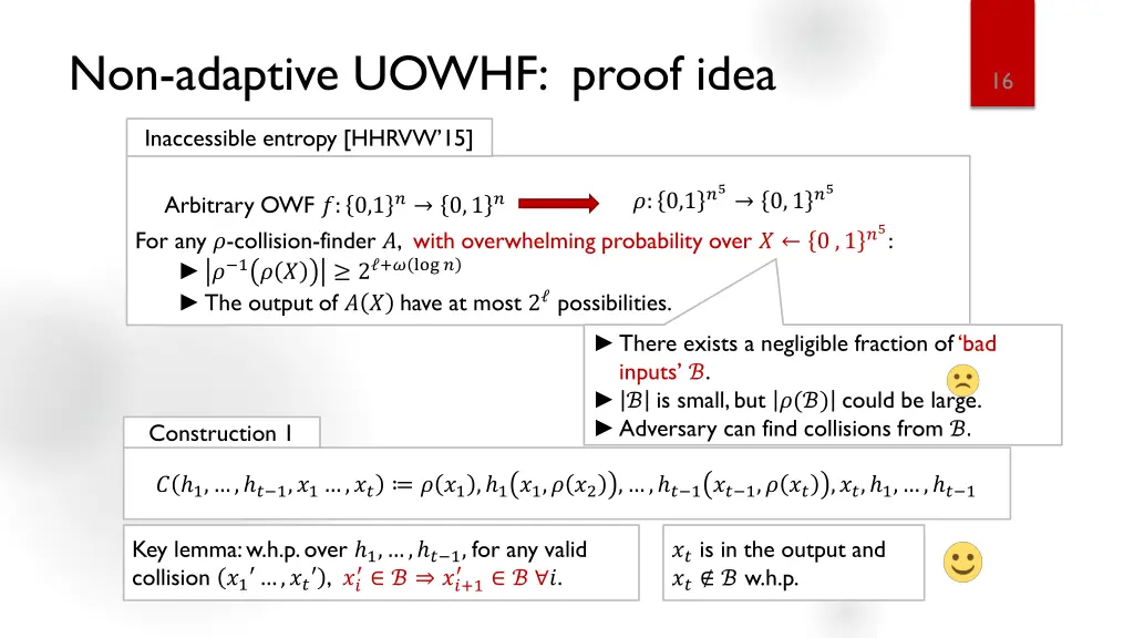 non adaptive uowhf proof idea