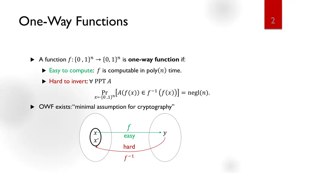 one way functions